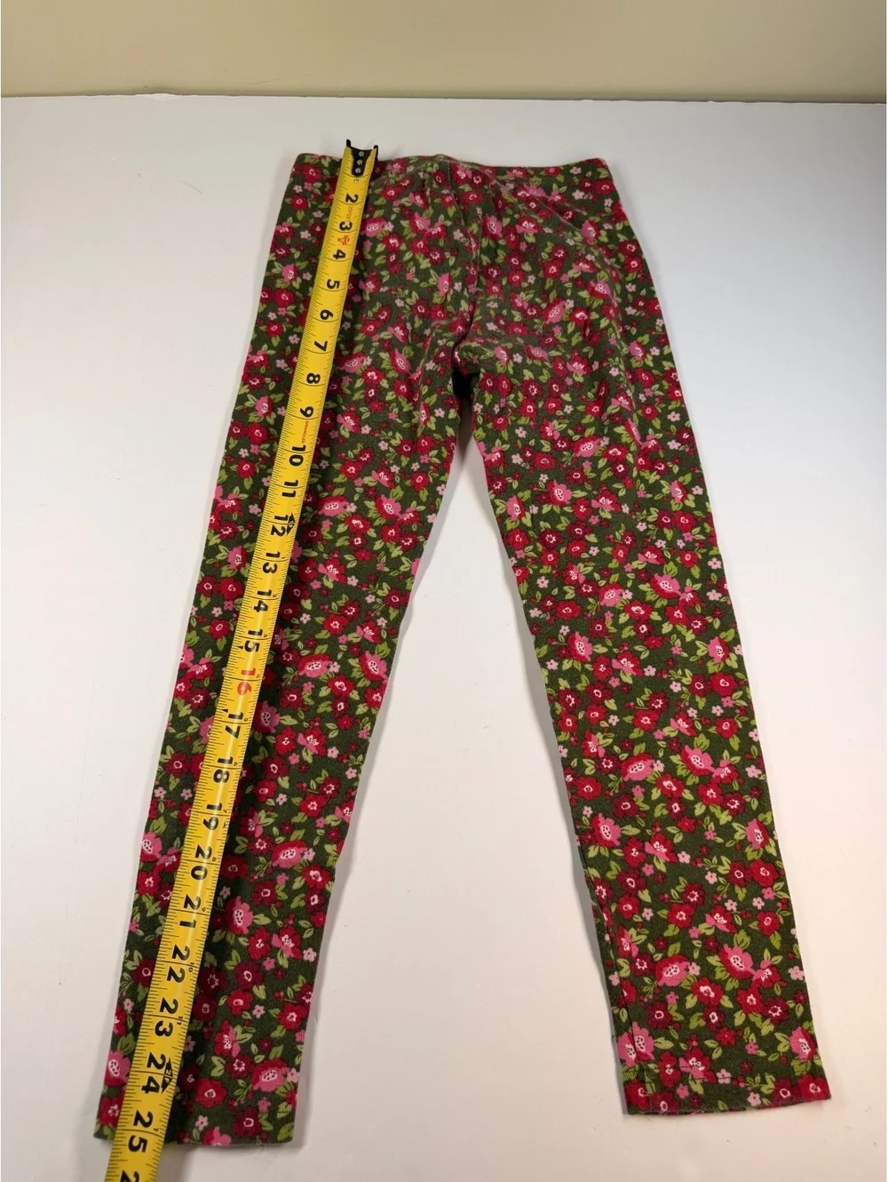 Gymboree Girls Size 7 Olive Green Red Floral Leggings Seasonal